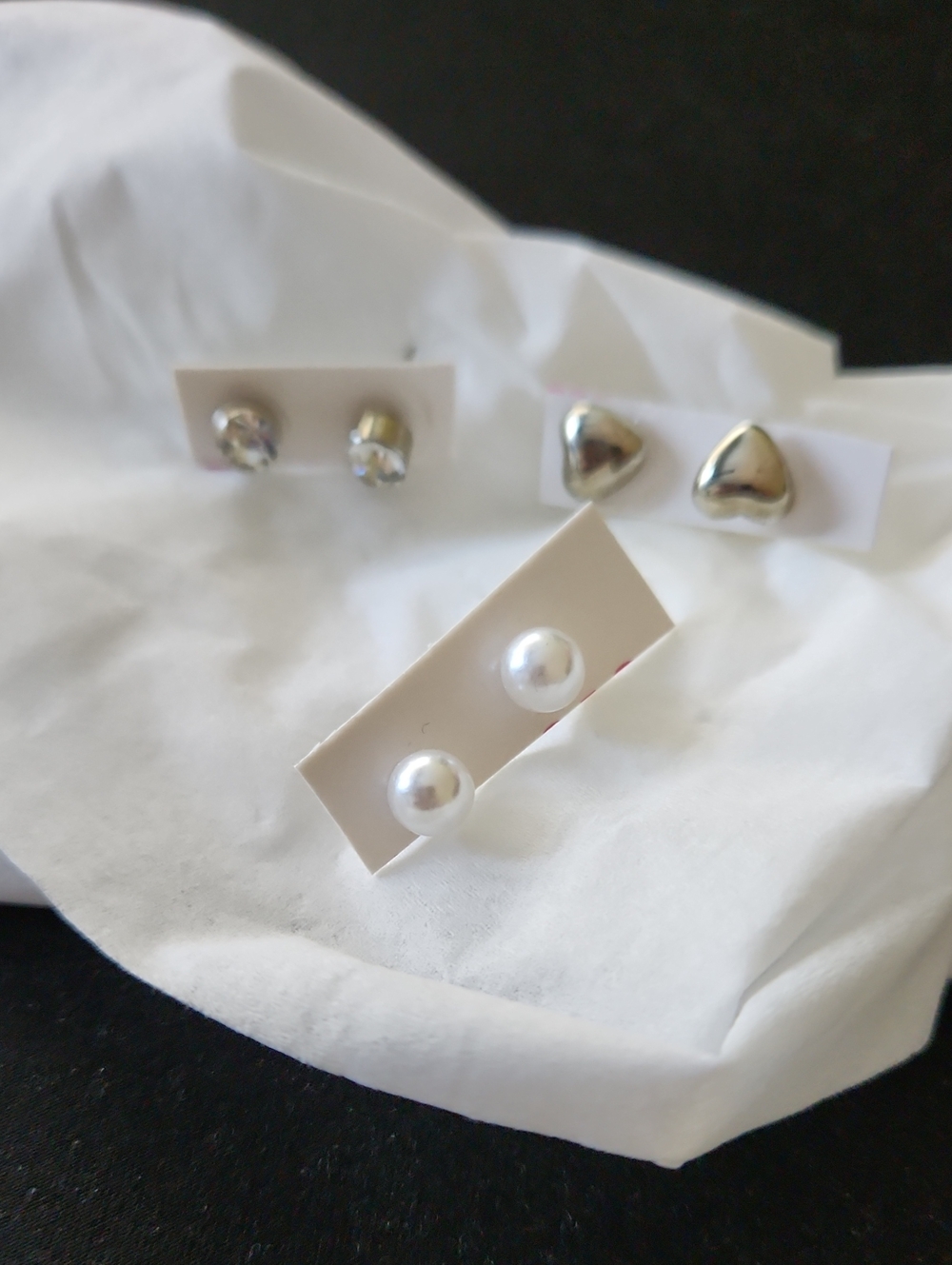 NEW 3 Pairs of Silver Tone Stainless Post Back Pieced Earrings Set Bundle Lot